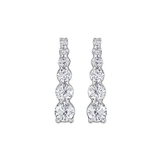 14K White Gold and 1.00TDW Diamond Journey Bar Earrings