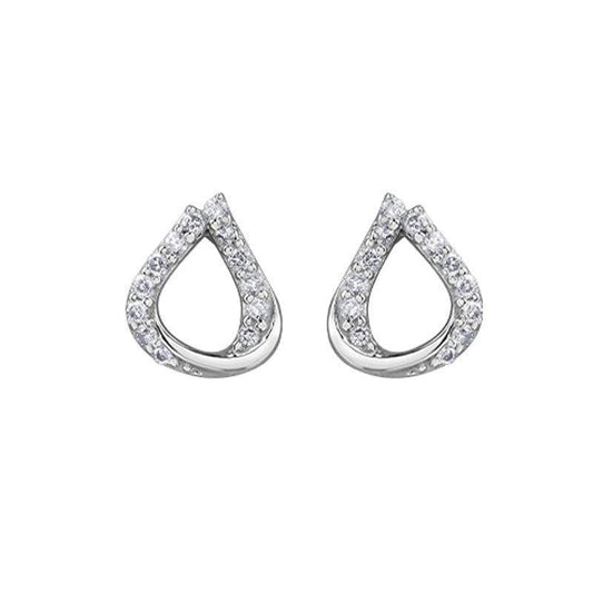 Sparkling 0.20TDW Diamond Pear Shaped Earrings in 10K White Gold