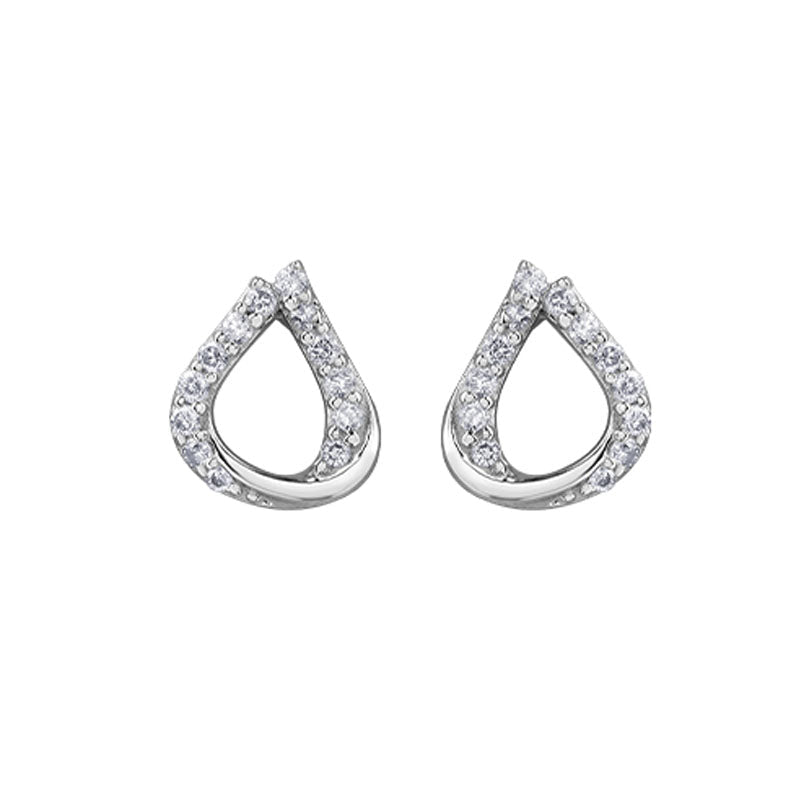 Sparkling 0.20TDW Diamond Pear Shaped Earrings in 10K White Gold