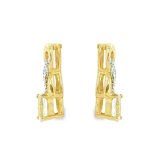 March Birthstone Aqua Infinity Style Earring with 0.05TDW Diamond Accent set in 10k Yellow Gold