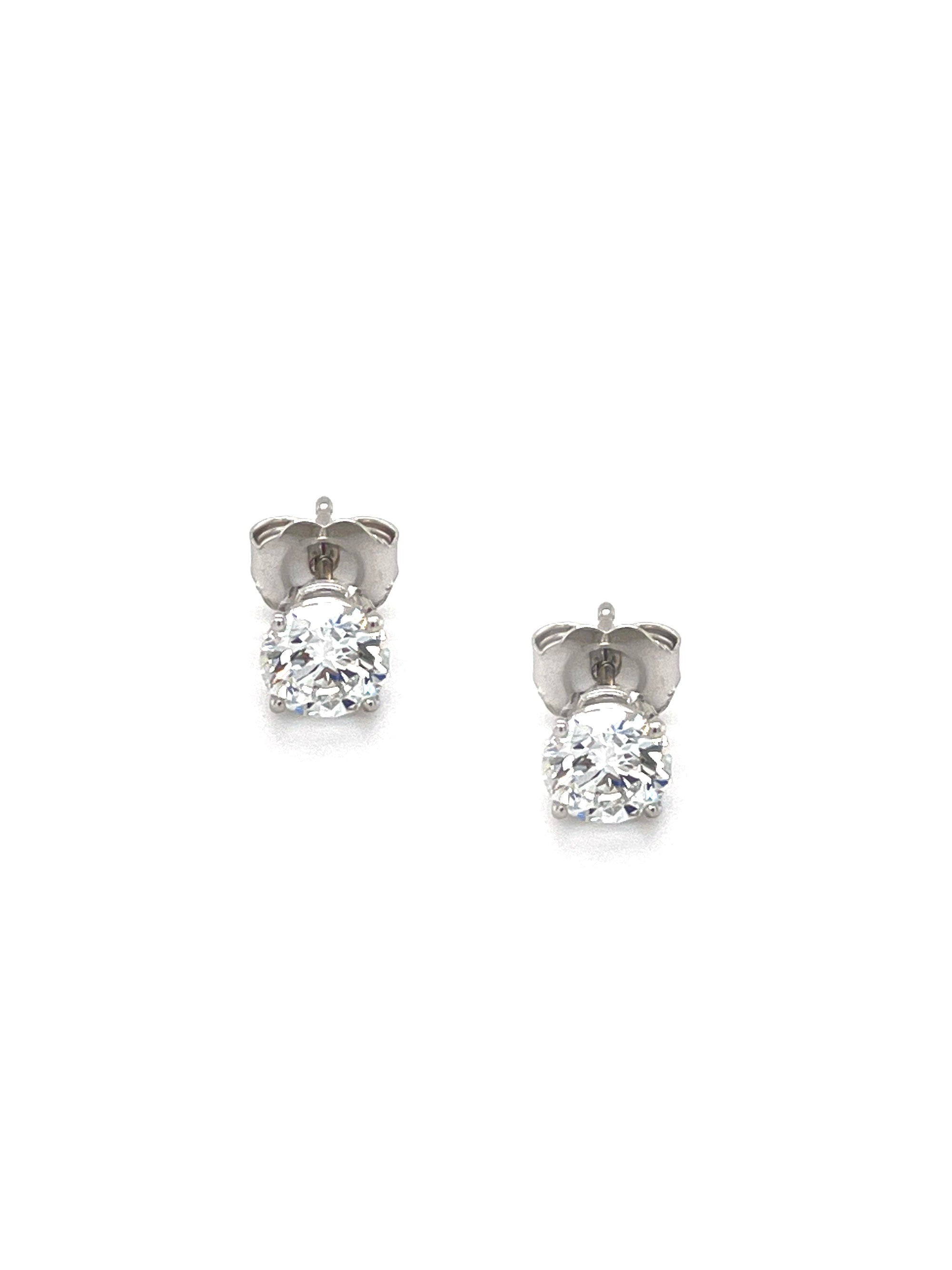 14K White Gold 1.05CT Lab Grown Diamond Solitaire Stud Earrings