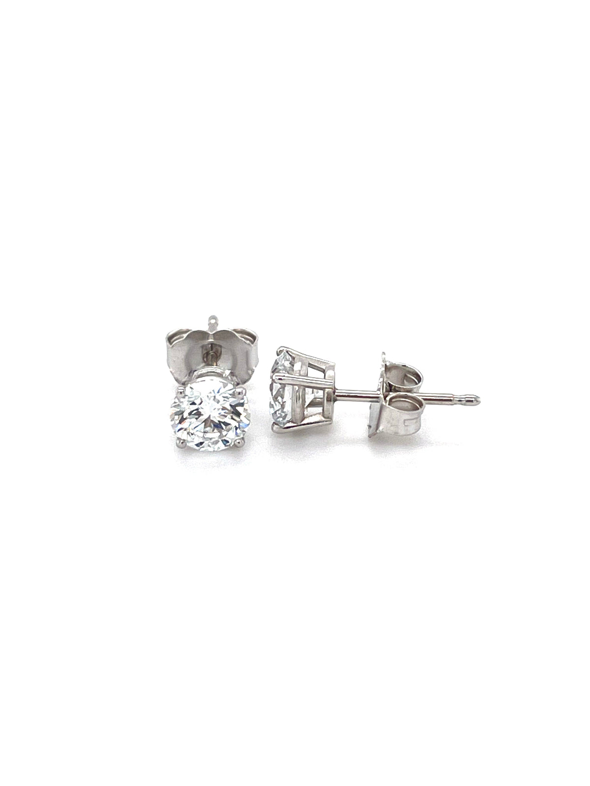 14K White Gold 1.05CT Lab Grown Diamond Solitaire Stud Earrings