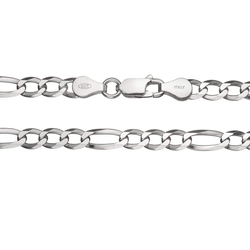 Sterling Silver 20&quot; 4.3mm Italian Figaro Link Chain