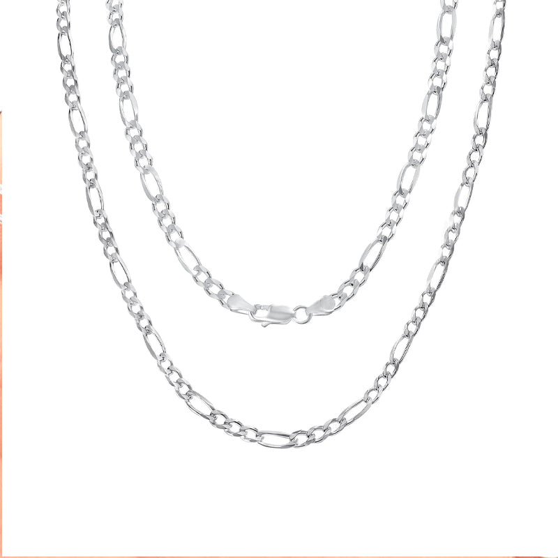 Sterling Silver 24&quot; 4.3mm Italian Figaro Link Chain