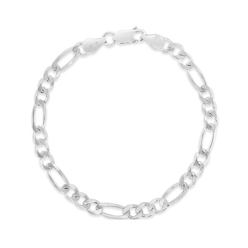 Sterling Silver 4.3mm Figaro Link Italian Bracelet