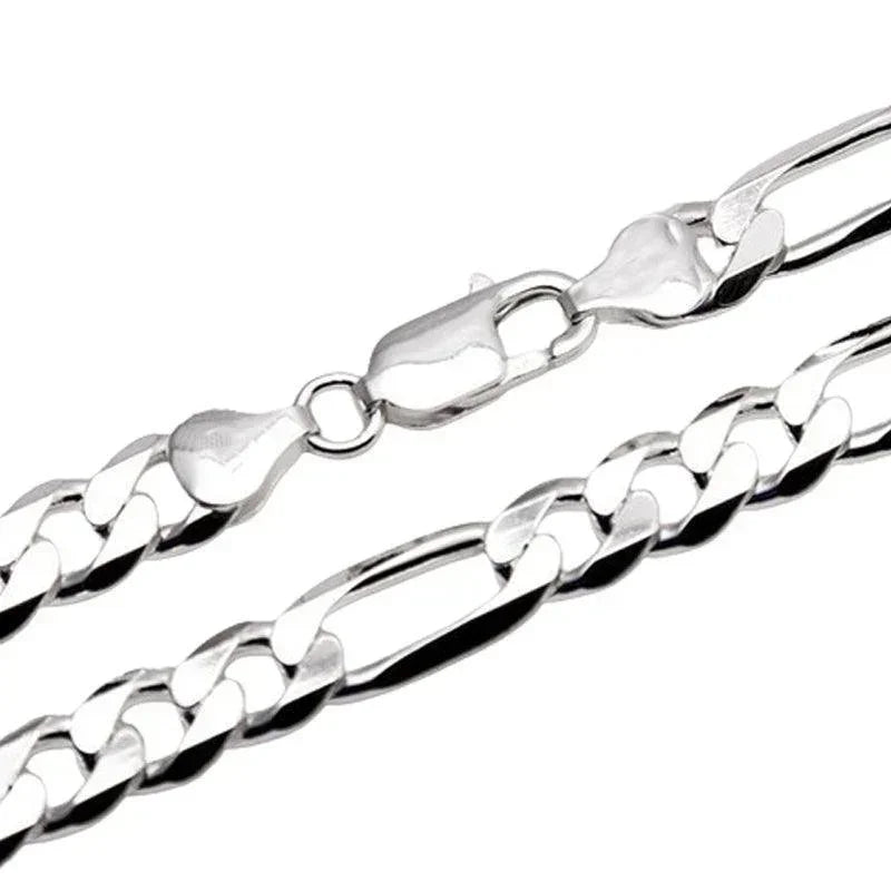 Sterling Silver 24" 7.5mm Italian Men's Figaro Link Chain