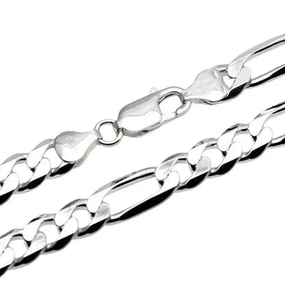 Sterling Silver 22" 7.5mm Italian Men's Figaro Link Chain