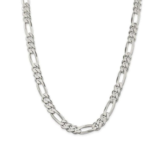 Sterling Silver 24" 9.2mm Italian Men's Figaro Link Chain