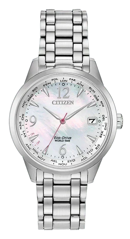 Citizen World Time Perpetual Calendar Eco-Drive Womens Watch FC8000-55D