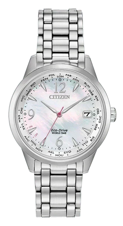 Citizen World Time Perpetual Calendar Eco-Drive Womens Watch FC8000-55D