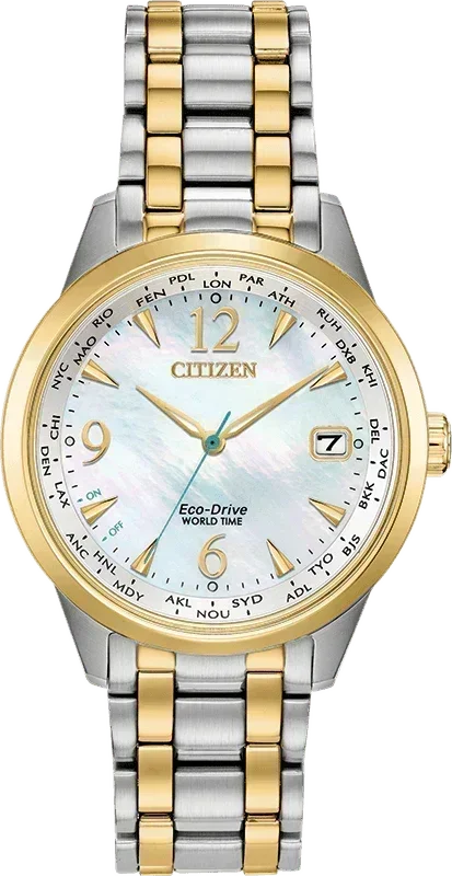 Citizen World Time Perpetual Calendar Eco-Drive Womens Watch FC8004-54D