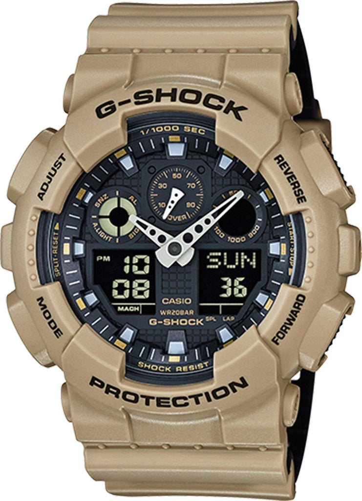 G Shock Anti Magnetic Khaki and Black Resin Men s Watch GA100L 8A Obsessions Jewellery