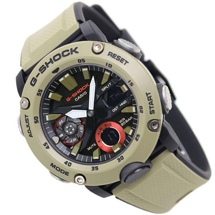 G-Shock Analog-Digital Carbon Core Guard Beige Resin Band Men&#39;s Watch GA2000-5A