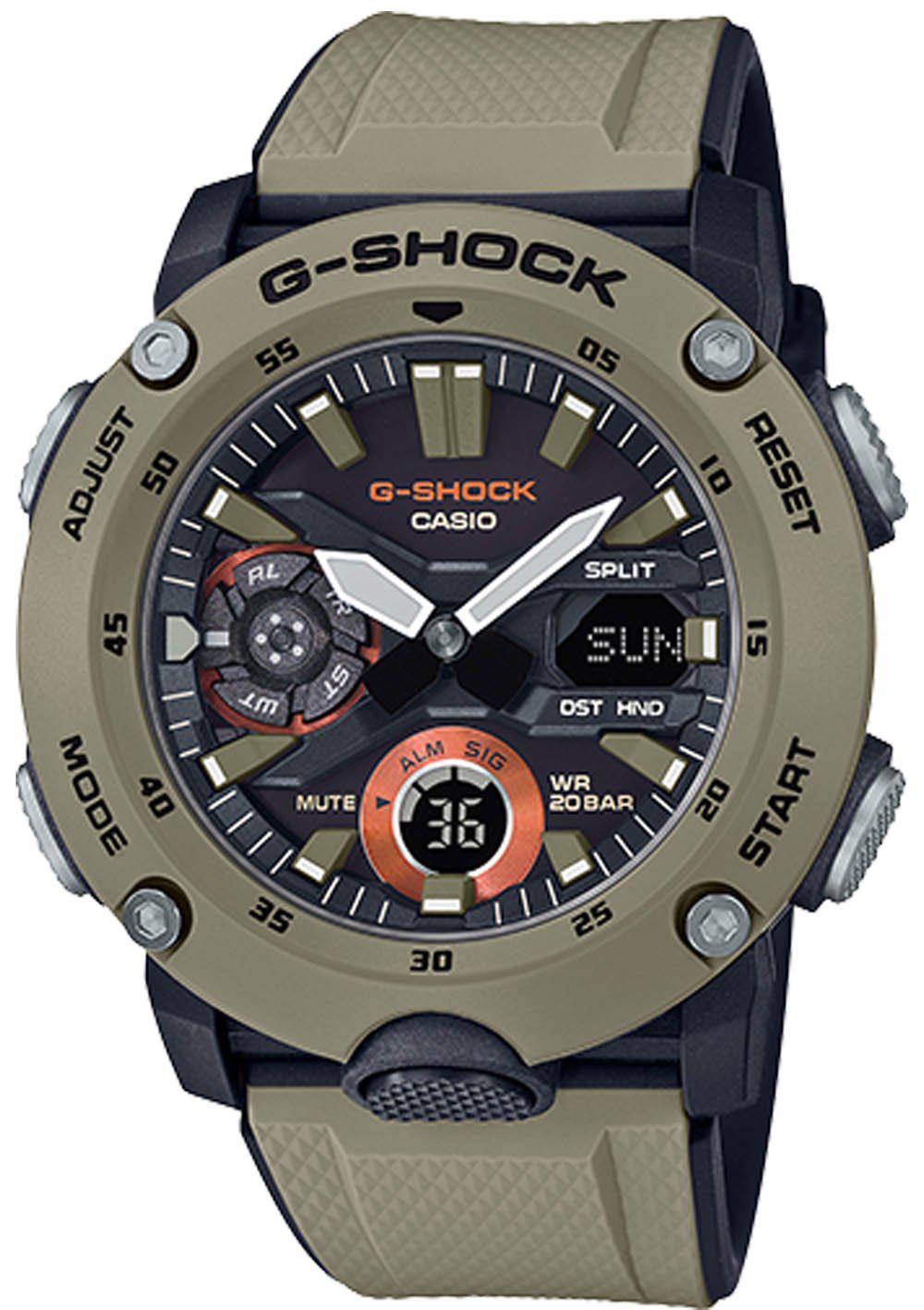G-Shock Analog-Digital Carbon Core Guard Beige Resin Band Men&#39;s Watch GA2000-5A