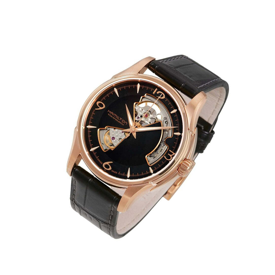 Hamilton jazzmaster open shop heart rose gold