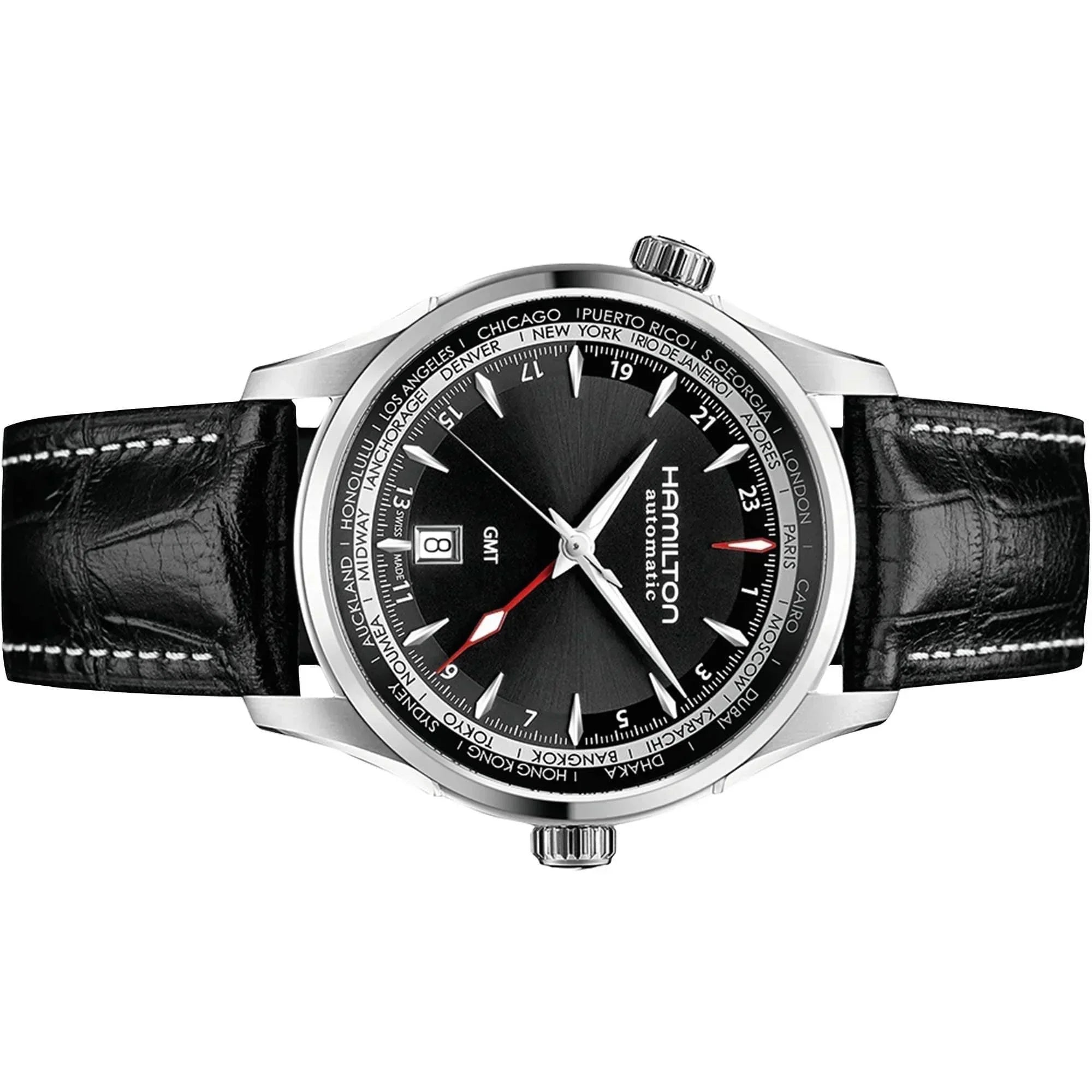 Mens Watches Hamilton Jazzmaster Traveler Gmt Black Hamilton