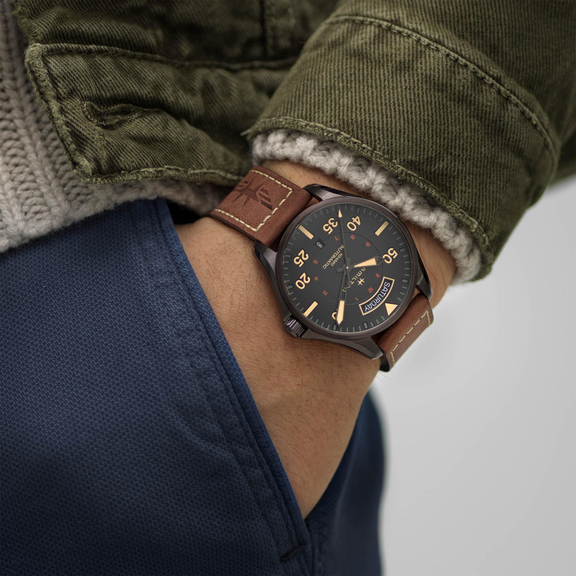 Hamilton Khaki Aviation Day Date Automatic Mens Watch H64605531