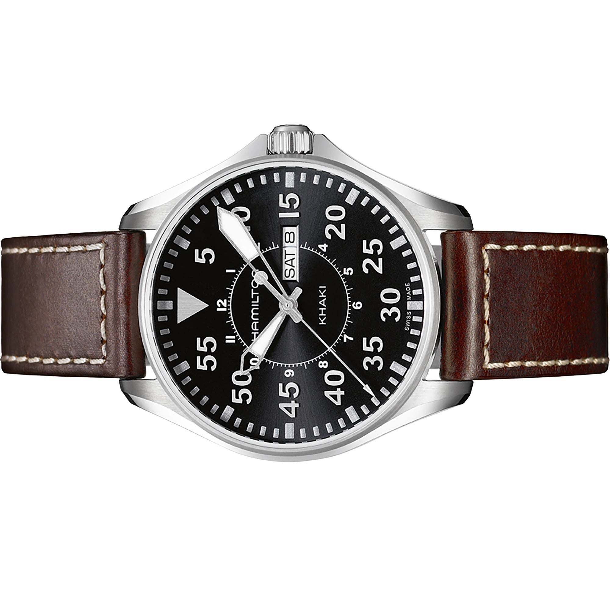 Hamilton Khaki Aviation Pilot Day Date Quartz Men s Watch H64611535 Obsessions Jewellery