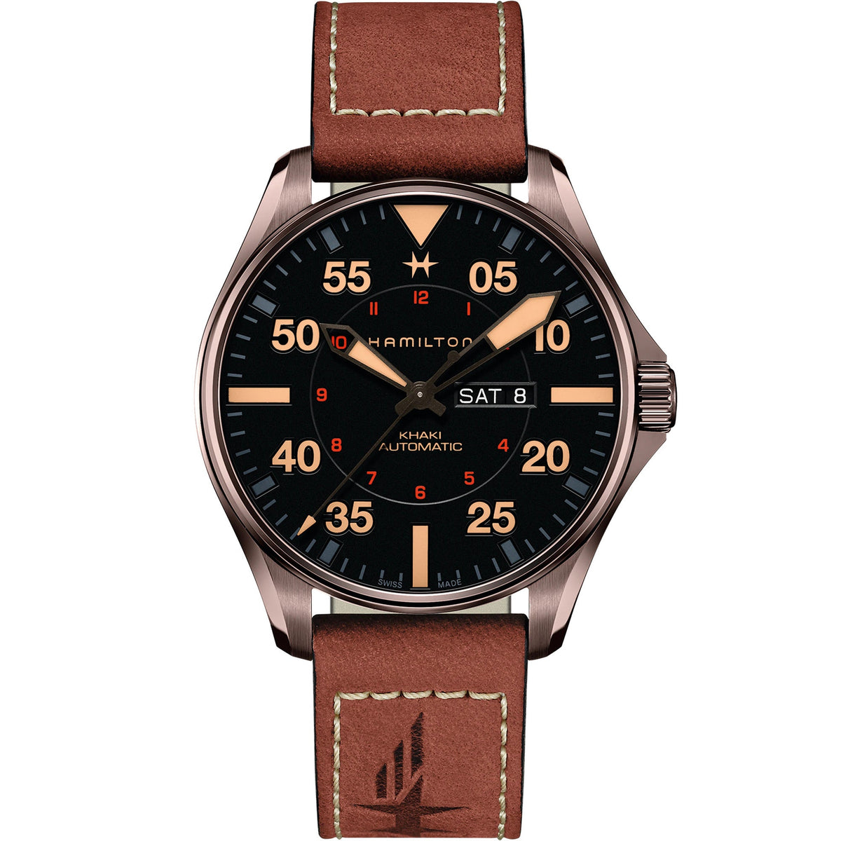 Hamilton Khaki Aviation Pilot Day Date Automatic Men&#39;s Watch H64705531