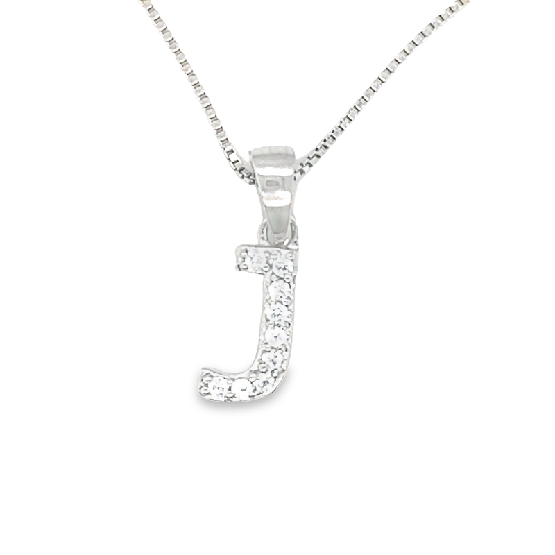 Cubic Zirconia and Sterling Silver Initial J Pendant