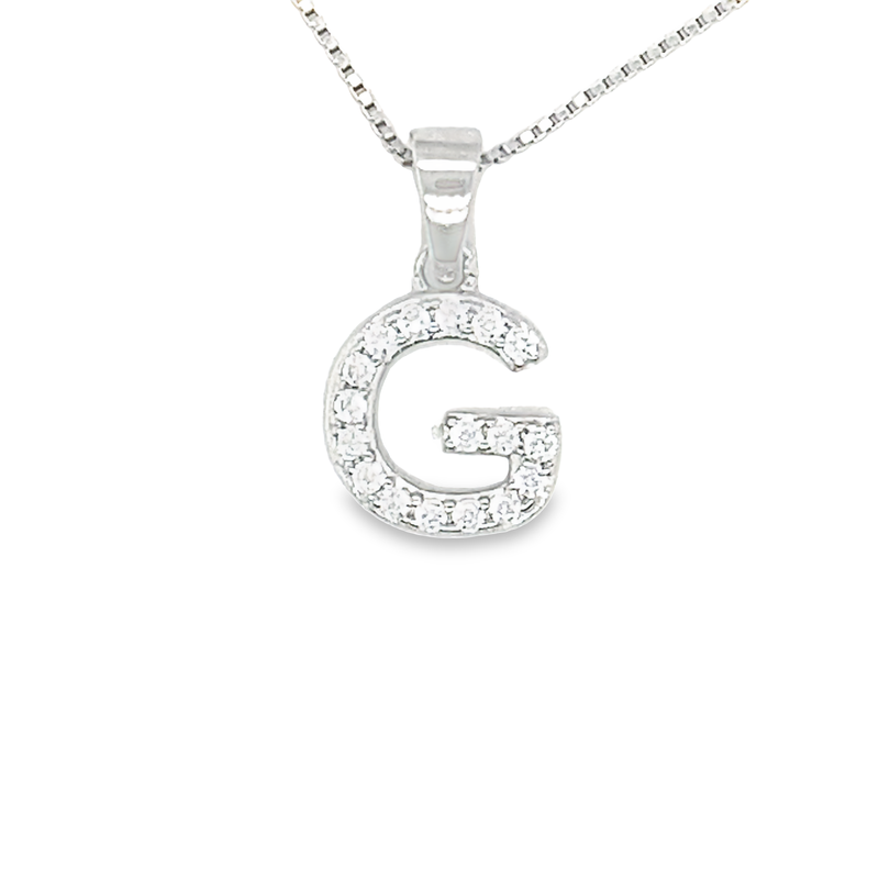 Sterling Silver Cubic Zirconia Initial Letter G Pendant