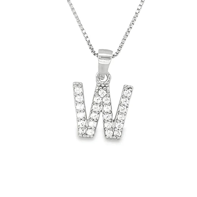 Cubic Zirconia Initial Letter "S" Pendant in Sterling Silver