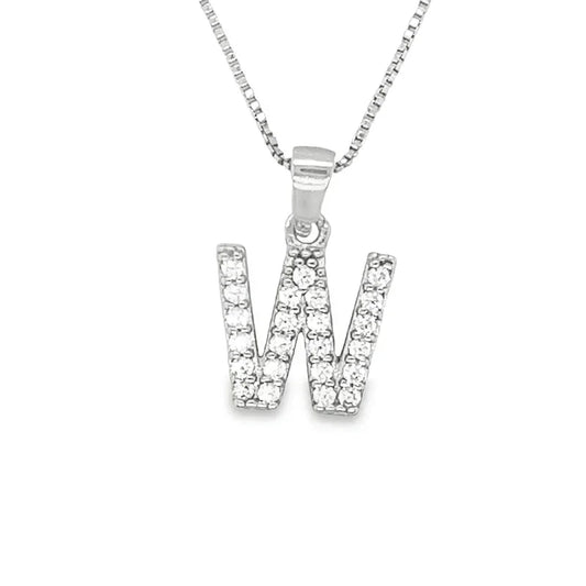 Cubic Zirconia Initial Letter "S" Pendant in Sterling Silver