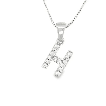 Initial H Pendant in Sterling Silver and Cubic Zirconia