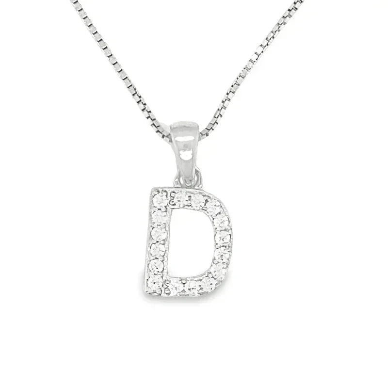Sparkling Sterling Silver CZ Initial Letter D Pendant