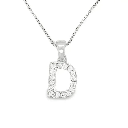 Sparkling Sterling Silver CZ Initial Letter D Pendant