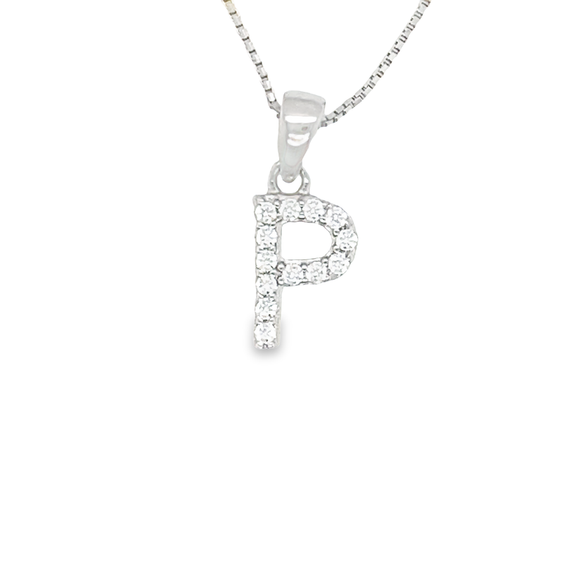 Sterling Silver CZ Initial Letter "P" Pendant