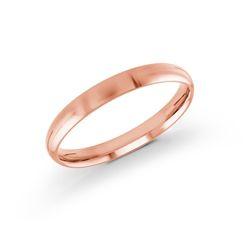 10, 14, 18 Karat Pink Gold 3mm high polish rounded dome light comfort fit wedding band