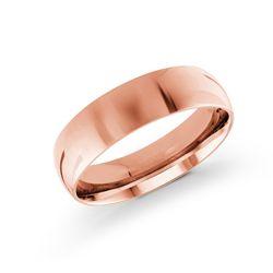 10, 14, 18 Karat Pink Gold 6mm high polish rounded dome light comfort fit wedding band