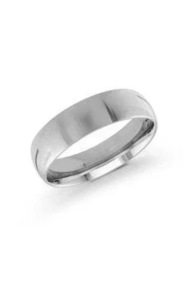 Platinum 6mm high polish rounded dome light comfort fit wedding band