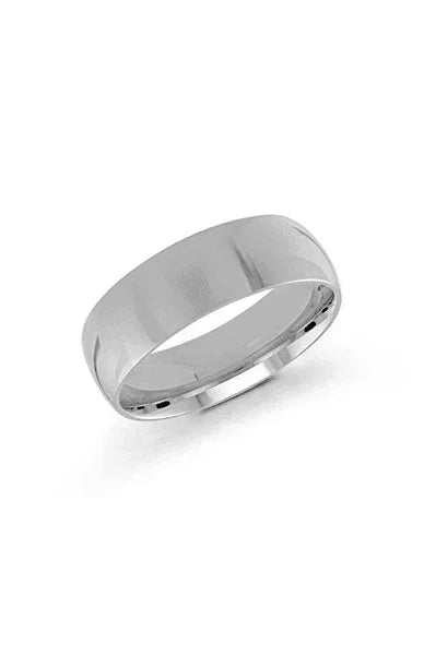 Platinum 7mm high polish rounded dome light comfort fit wedding band