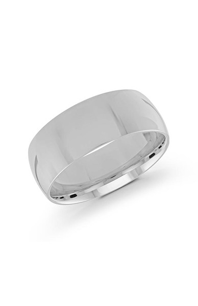 Platinum 8mm high polish rounded dome light comfort fit wedding band