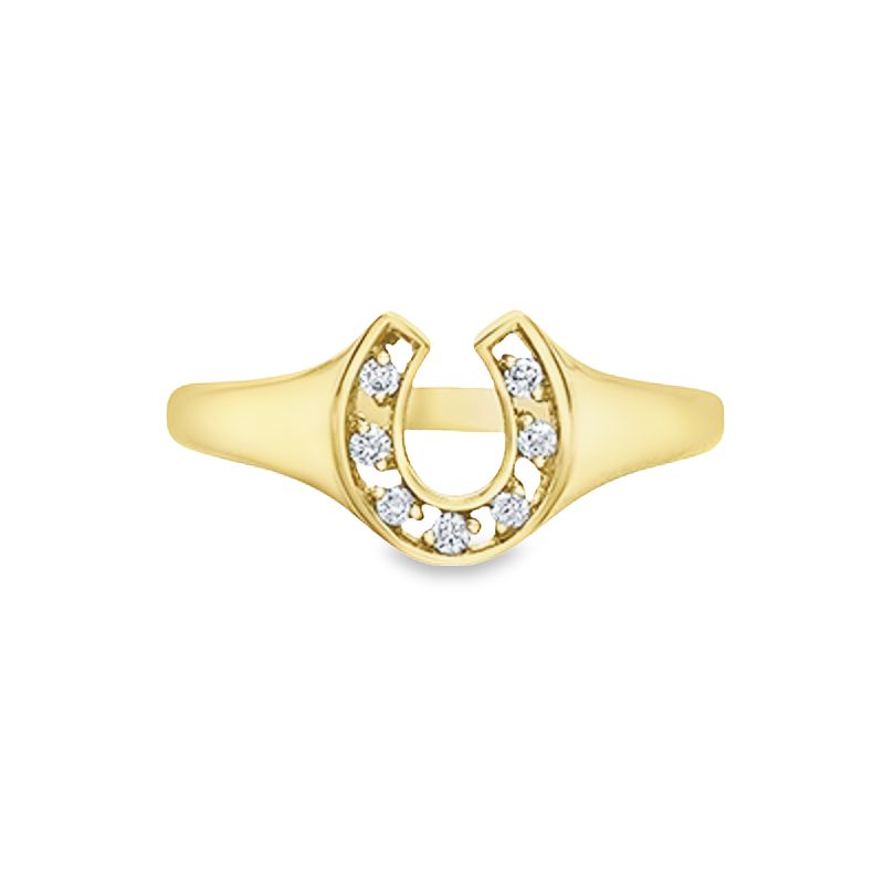 0.07TDW Horse Shoe Diamond Ring in 10K Yellow Gold