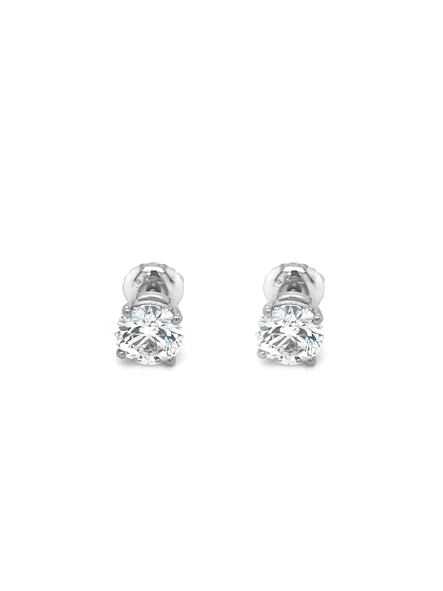 1.42CT Lab Grown Diamond 14K White Gold Solitaire Stud Earrings