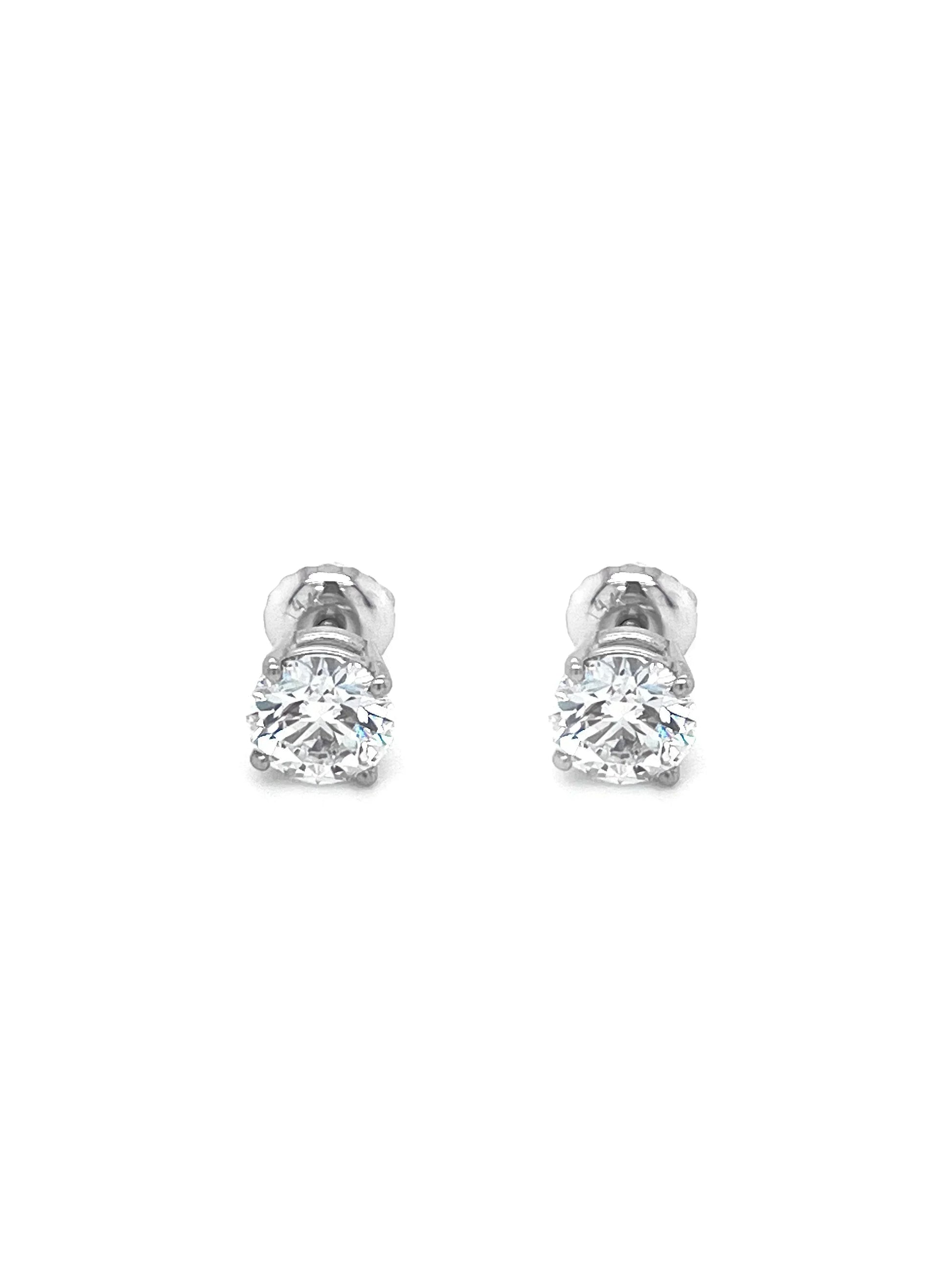 1.42CT Lab Grown Diamond 14K White Gold Solitaire Stud Earrings