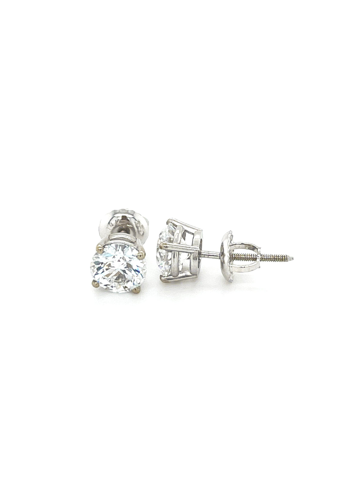 1.42CT Lab Grown Diamond 14K White Gold Solitaire Stud Earrings