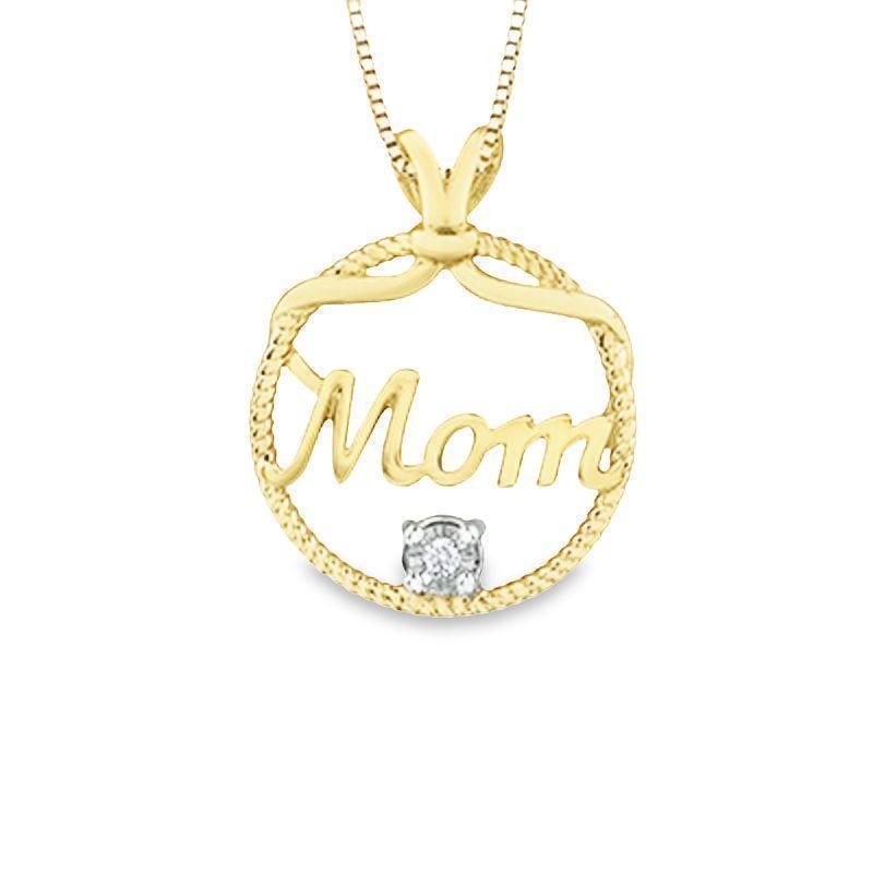 10K Yellow Gold 0.02TDW Diamond Mom Pendant