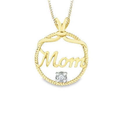 10K Yellow Gold 0.02TDW Diamond Mom Pendant