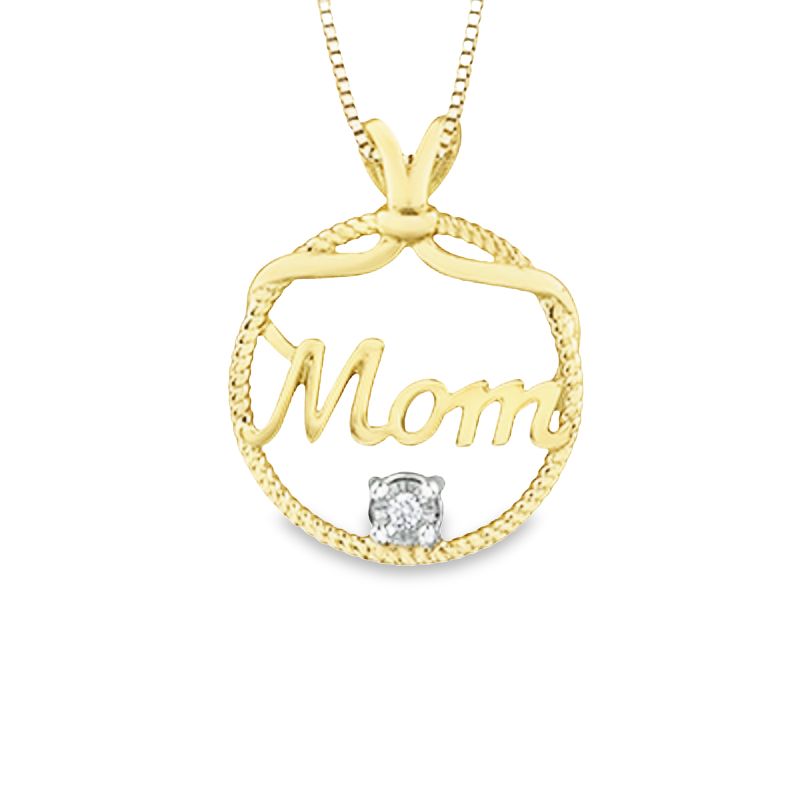 10K Yellow Gold 0.02TDW Diamond Mom Pendant