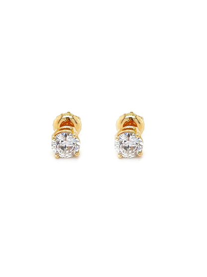 14K Yellow Gold 1.00TDW Lab Grown Round Diamond Solitaire Stud Earrings