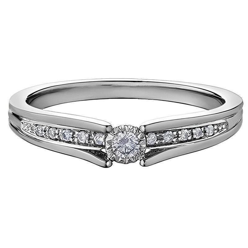 10K White Gold 0.10TDW Diamond Illusion Set Promise Ring