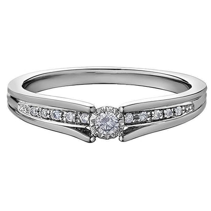 10K White Gold 0.10TDW Diamond Illusion Set Promise Ring