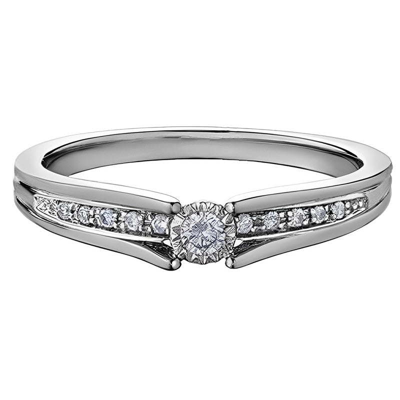 10K White Gold 0.10TDW Diamond Illusion Set Promise Ring