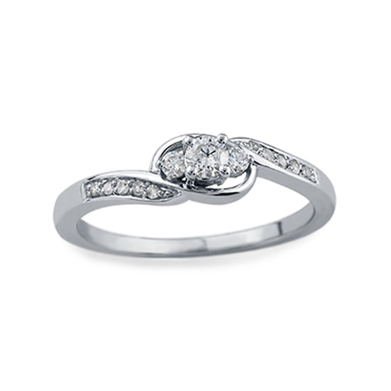 10K White Gold 0.20TDW Diamond Infinity Past Present and Future Ring