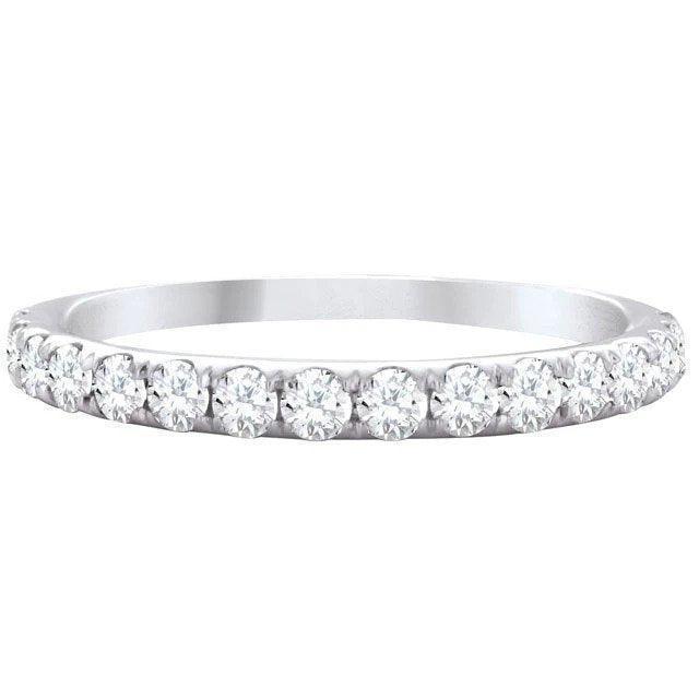 14K White Gold 0.50TDW Diamond Claw Set Semi Eternity Band