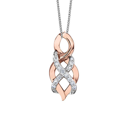 10K Rose and White Gold 0.08TDW Diamond Fancy Infinity Style Pendant
